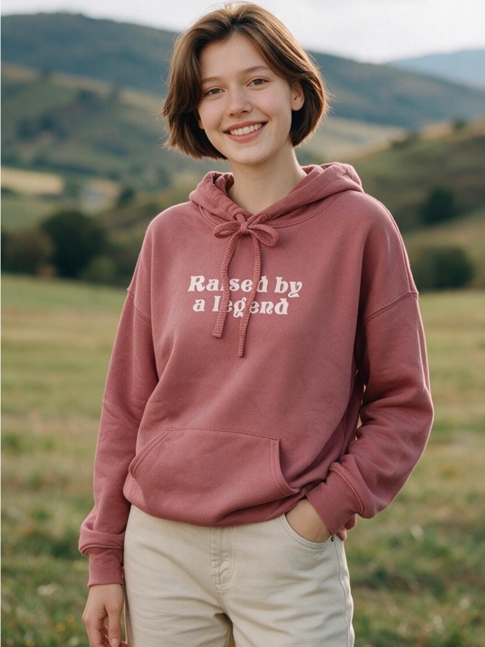 Bloomingdale's Rose-Pink "Raised by a Legend" Pullover Hoodie